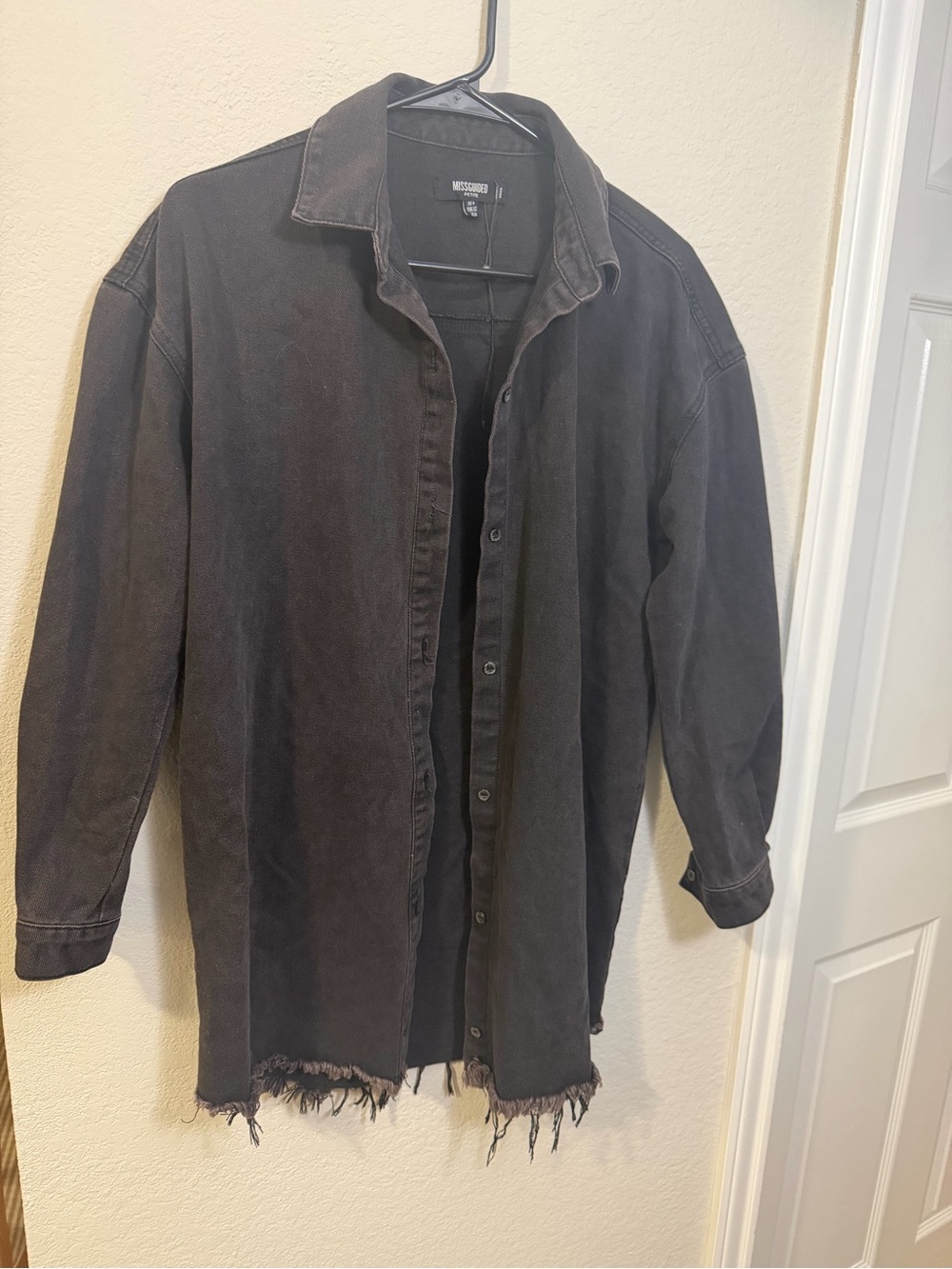 Missguided + Washed Black Oversized Button-Up Shirt Jacket